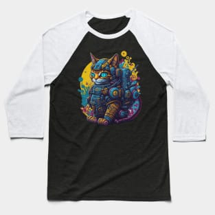 Colorful Robotic Cat Baseball T-Shirt